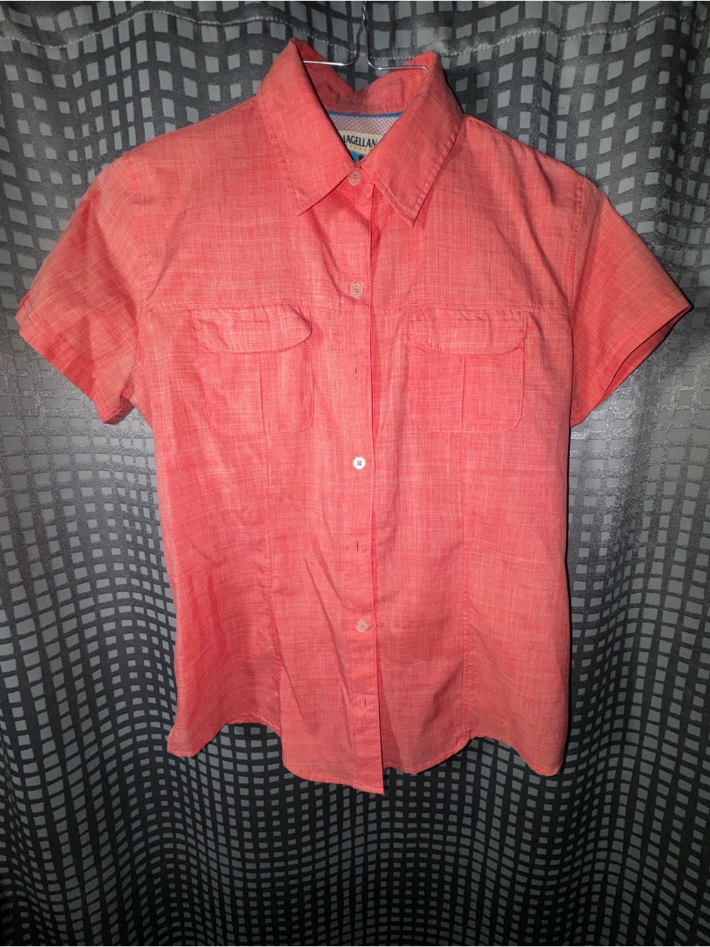Magellan Women’s Outdoors Coral-Pink Short Sleeve Fishing Shirt Sz SM